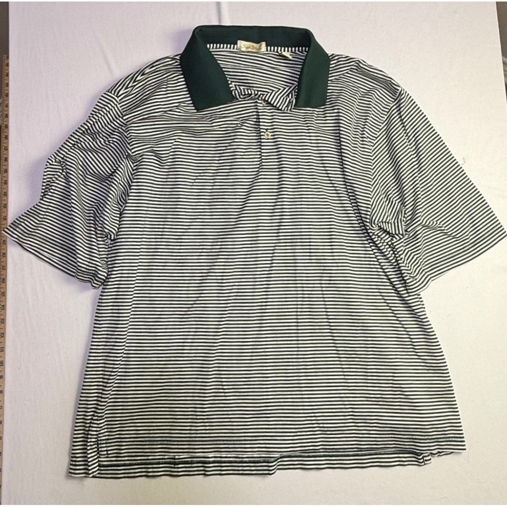 Peter Millar Mens XXL Green Striped Double Mercerized Cotton Polo Shirt-2307